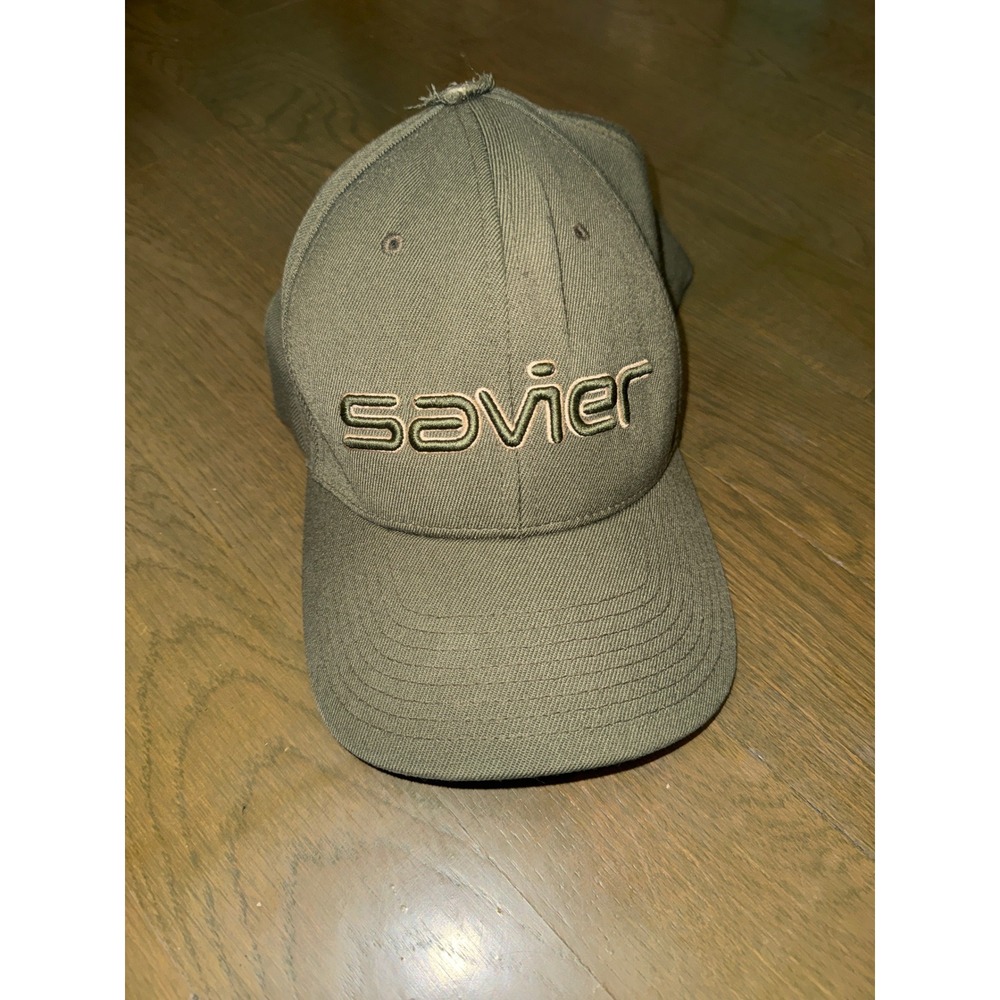 Vintage Savier Skateboards Flexfit Hat Olive Green Y2K Skate OSFA